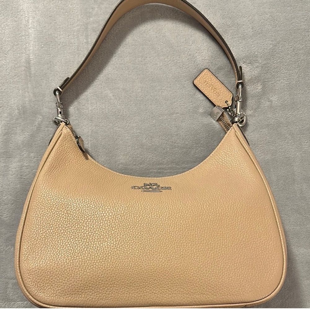 Coach Pebbled Leather Shoulder Bag in Beige